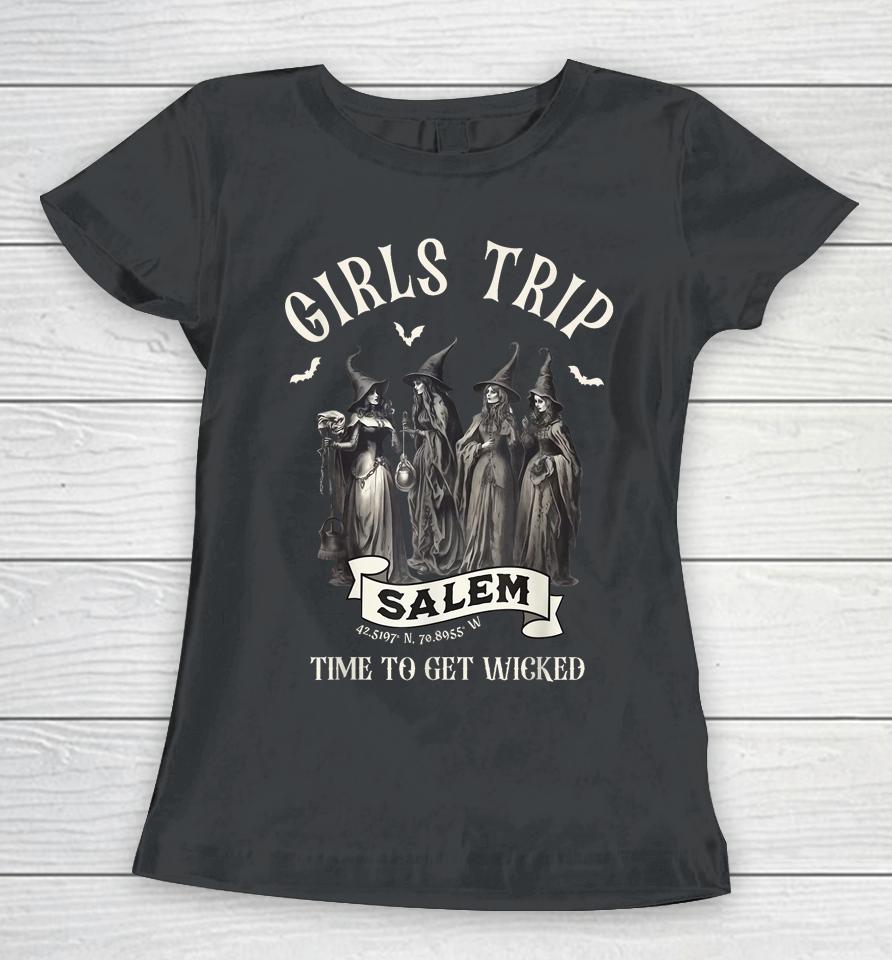 Retro Girls Trip Salem 1692 They Missed One Witch Halloween Women T-Shirt
