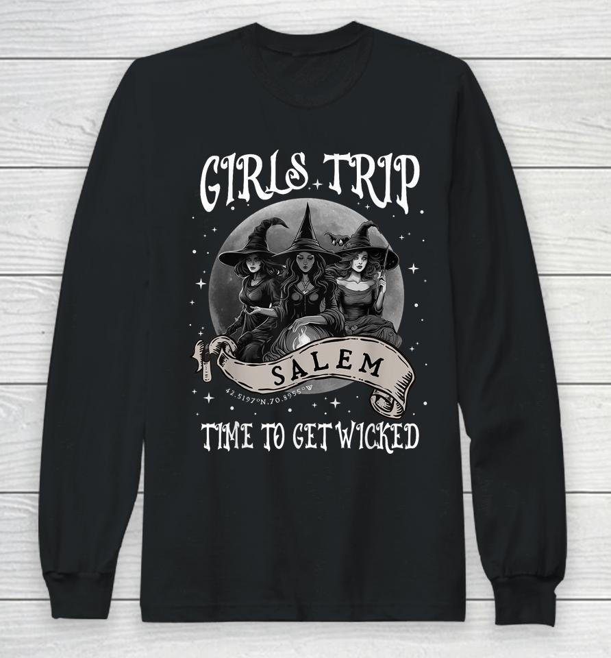 Retro Girls Trip Salem 1692 They Missed One Witch Halloween Long Sleeve T-Shirt