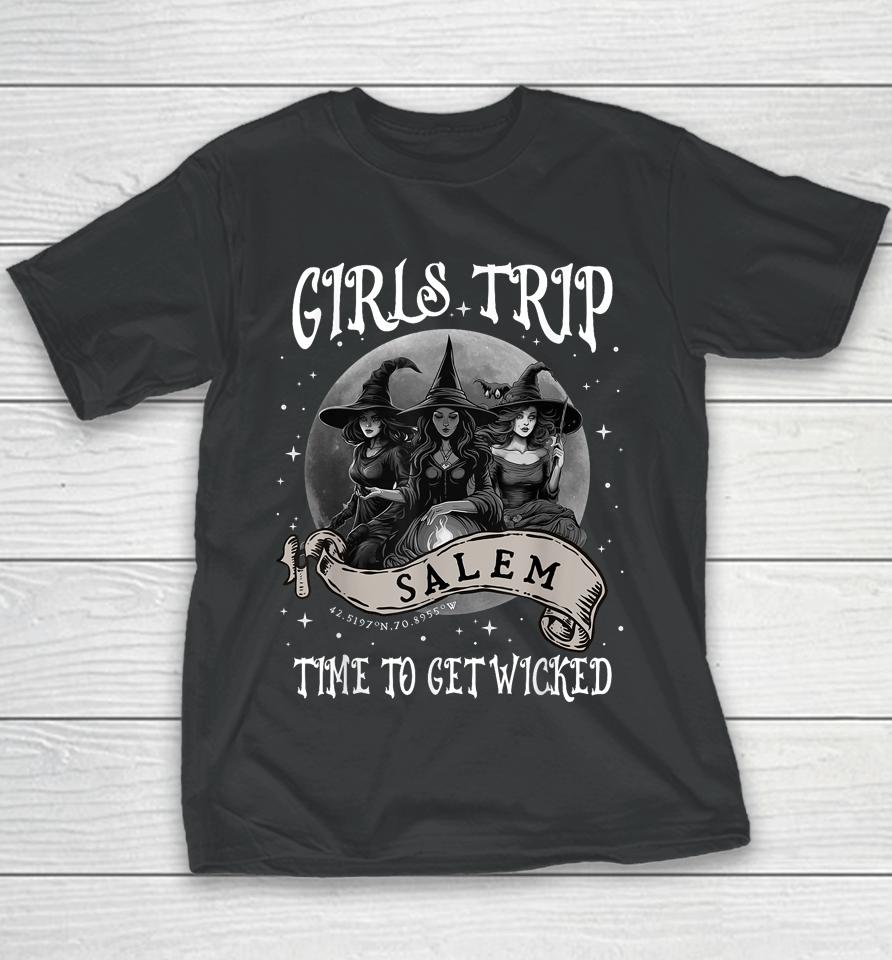 Retro Girls Trip Salem 1692 They Missed One Witch Halloween Youth T-Shirt