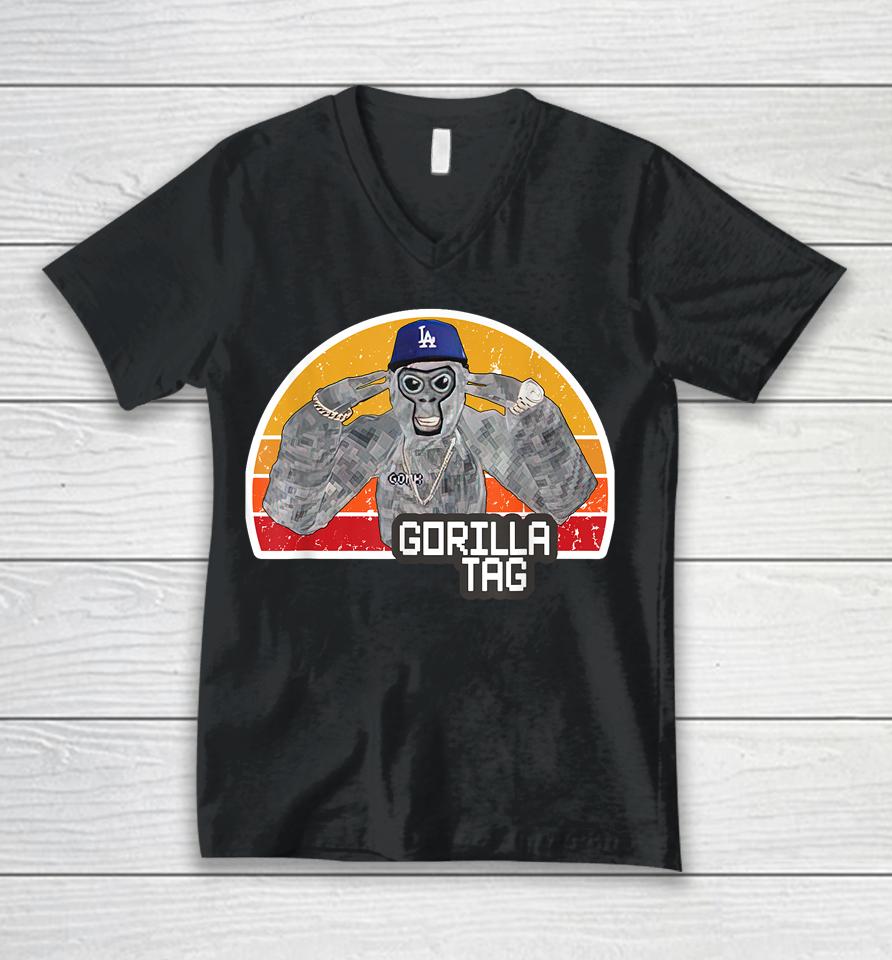 Retro Gorilla Tag Shirt, Gorilla Tag Merch Monke Boys Gifts Unisex V-Neck T-Shirt