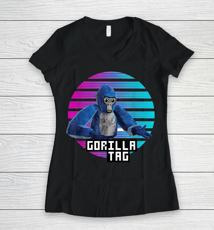 Retro Gorilla Tag Shirt, Gorilla Tag Merch Monke Boys Gifts Women V-Neck T-Shirt