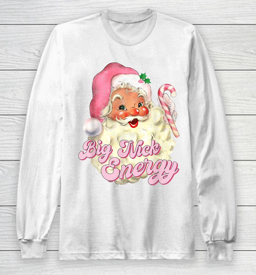 Retro Groovy Big Nick Santa Energy Pink Santa Christmas Xmas Long Sleeve T-Shirt