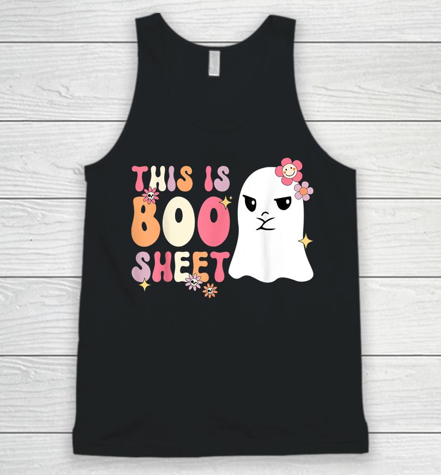 Retro Groovy Cute Ghost Spooky Halloween This Is Boo Sheet Unisex Tank Top