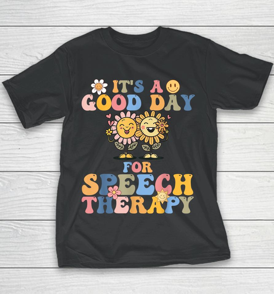 Retro Groovy It's A Good Day For Speech Therapy Smile Face Youth T-Shirt