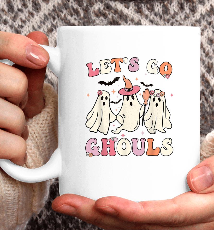 Retro Groovy Let's Go Ghouls Halloween Ghost Coffee Mug