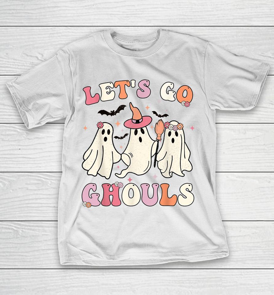 Retro Groovy Let's Go Ghouls Halloween Ghost T-Shirt