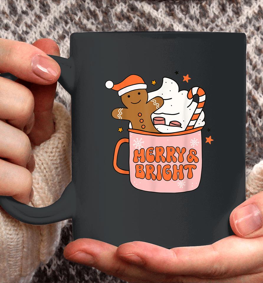 Retro Groovy Merry &Amp; Bright Gingerbread Christmas Cute Santa Coffee Mug