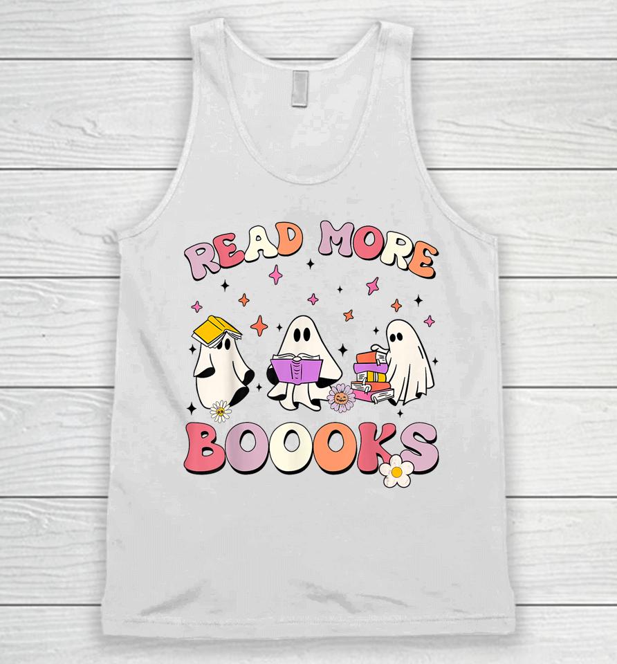 Retro Groovy Read More Books Ghost Boo Ghoul Funny Halloween Unisex Tank Top