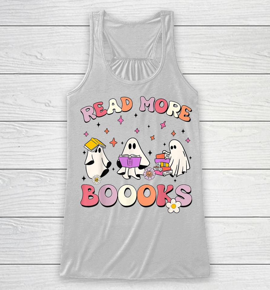 Retro Groovy Read More Books Ghost Boo Ghoul Funny Halloween Racerback Tank