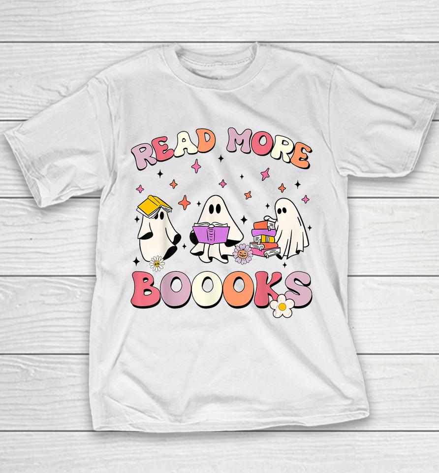Retro Groovy Read More Books Ghost Boo Ghoul Funny Halloween Youth T-Shirt