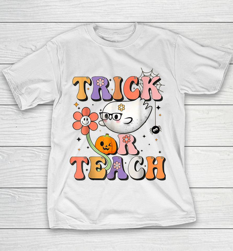 Retro Groovy Trick Or Teach Teacher Halloween Costume Youth T-Shirt