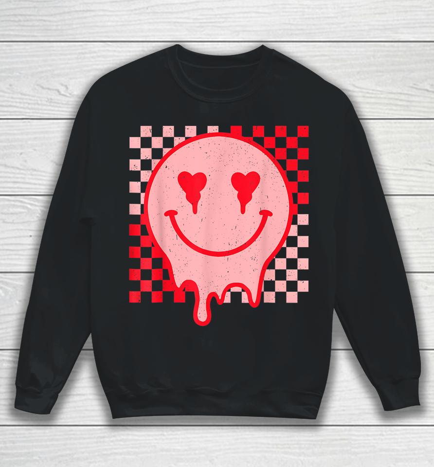 Retro Groovy Valentines Day Hippie Heart Funny Matching Sweatshirt