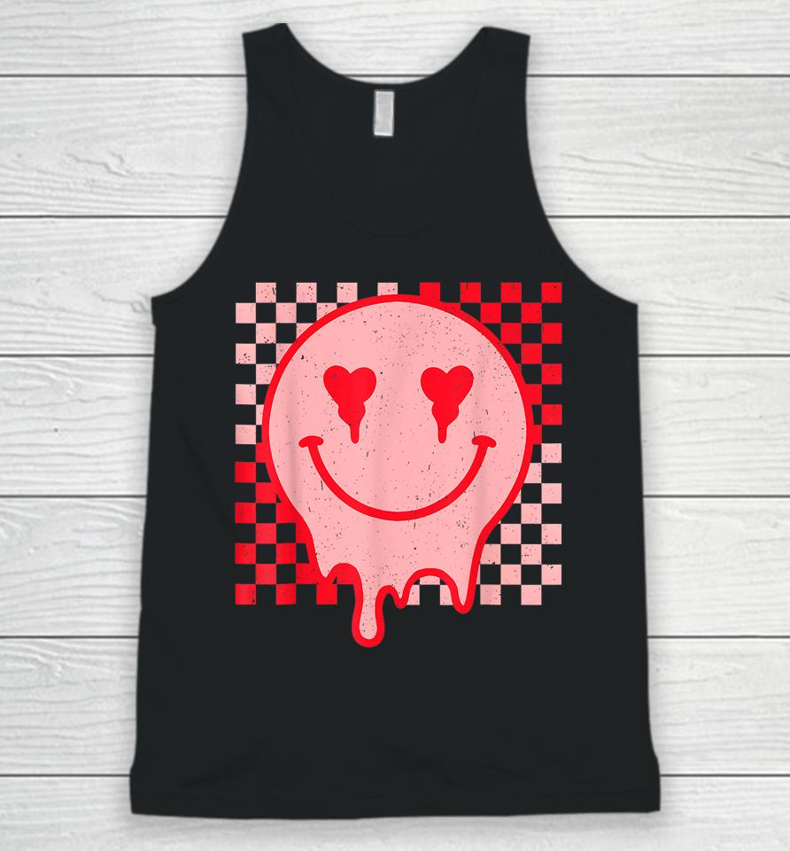 Retro Groovy Valentines Day Hippie Heart Funny Matching Unisex Tank Top