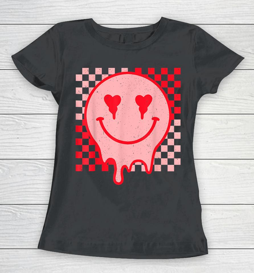 Retro Groovy Valentines Day Hippie Heart Funny Matching Women T-Shirt