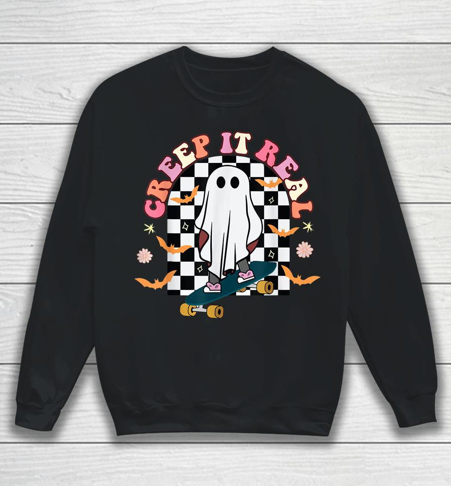 Retro Halloween Creep It Real Vintage Ghost Halloween Party Sweatshirt