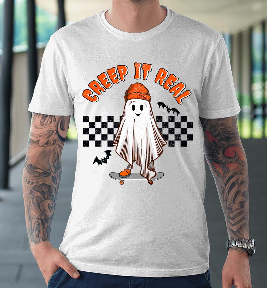 Retro Halloween Creep It Real Vintage Ghost Halloween Skater Premium T-Shirt