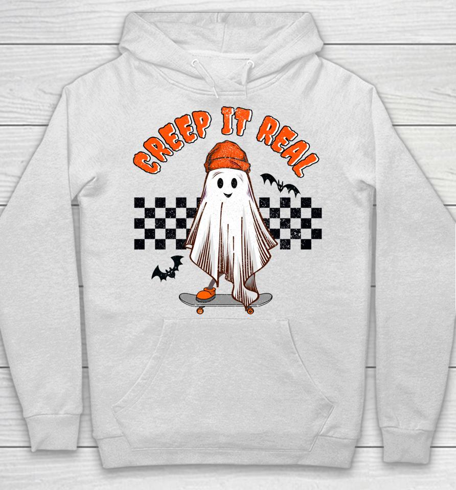 Retro Halloween Creep It Real Vintage Ghost Halloween Skater Hoodie