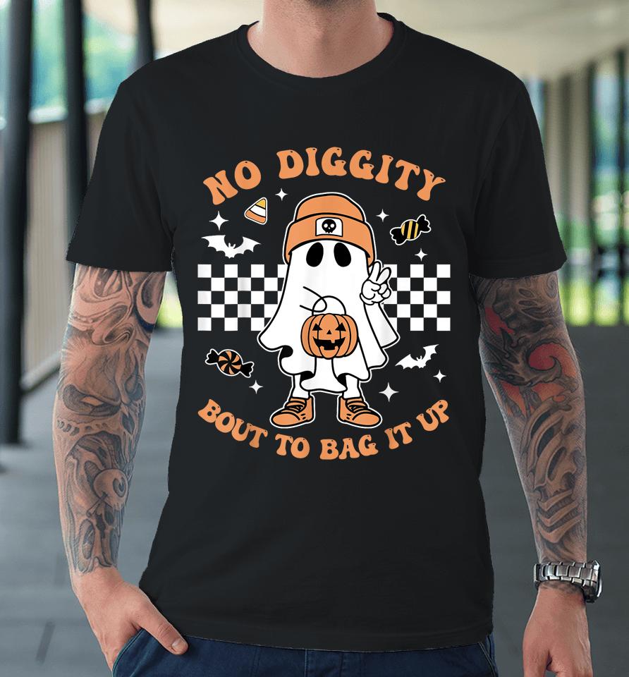 Retro Halloween Kids No Diggity Bout To Bag It Up Ghost Premium T-Shirt