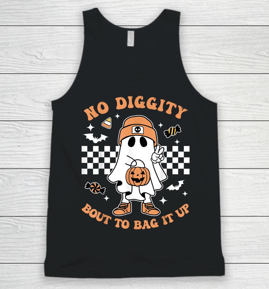 Retro Halloween Kids No Diggity Bout To Bag It Up Ghost Unisex Tank Top