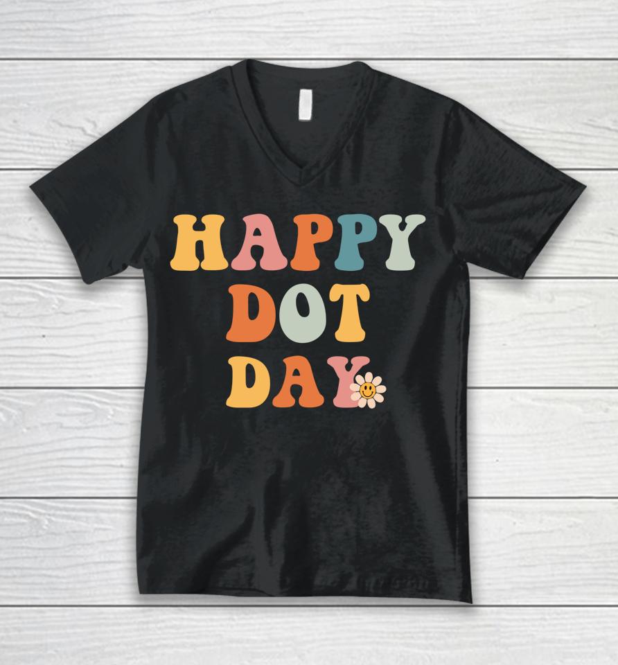Retro Happy Dot Day International Dot Day Colorful Dot Retro Unisex V-Neck T-Shirt
