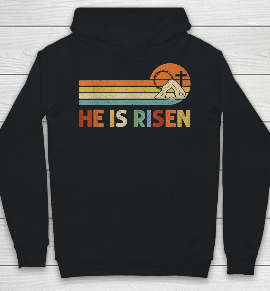Retro He Is Risen Easter Day Christian Faith Hoodie