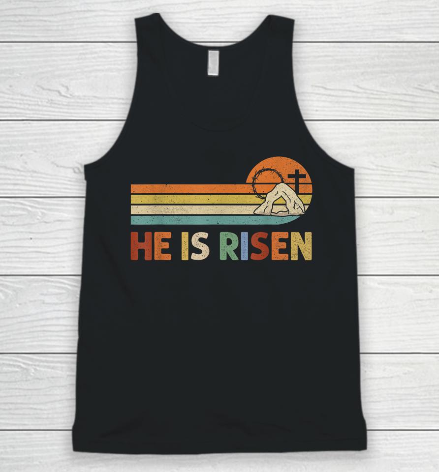 Retro He Is Risen Easter Day Christian Faith Unisex Tank Top