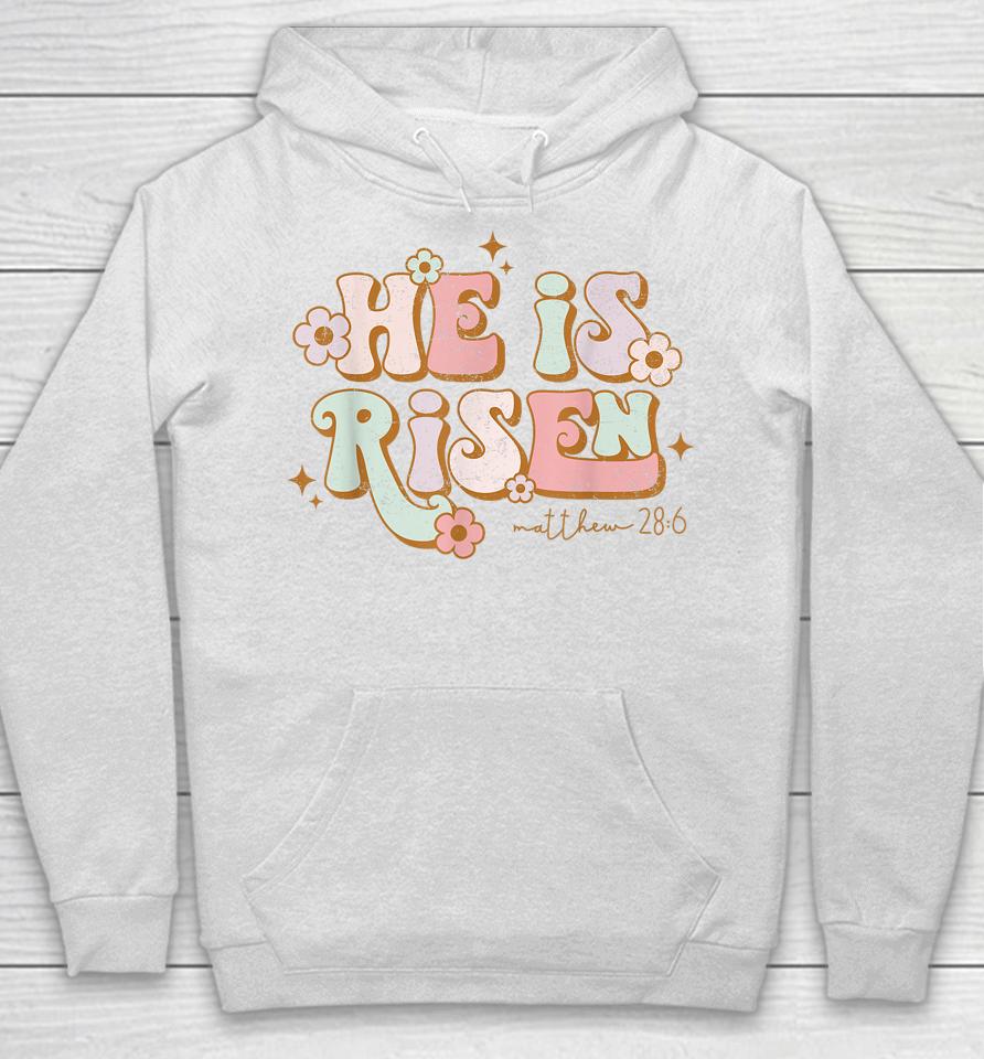 Retro He Is Risen Easter Day Christian Faith Hoodie