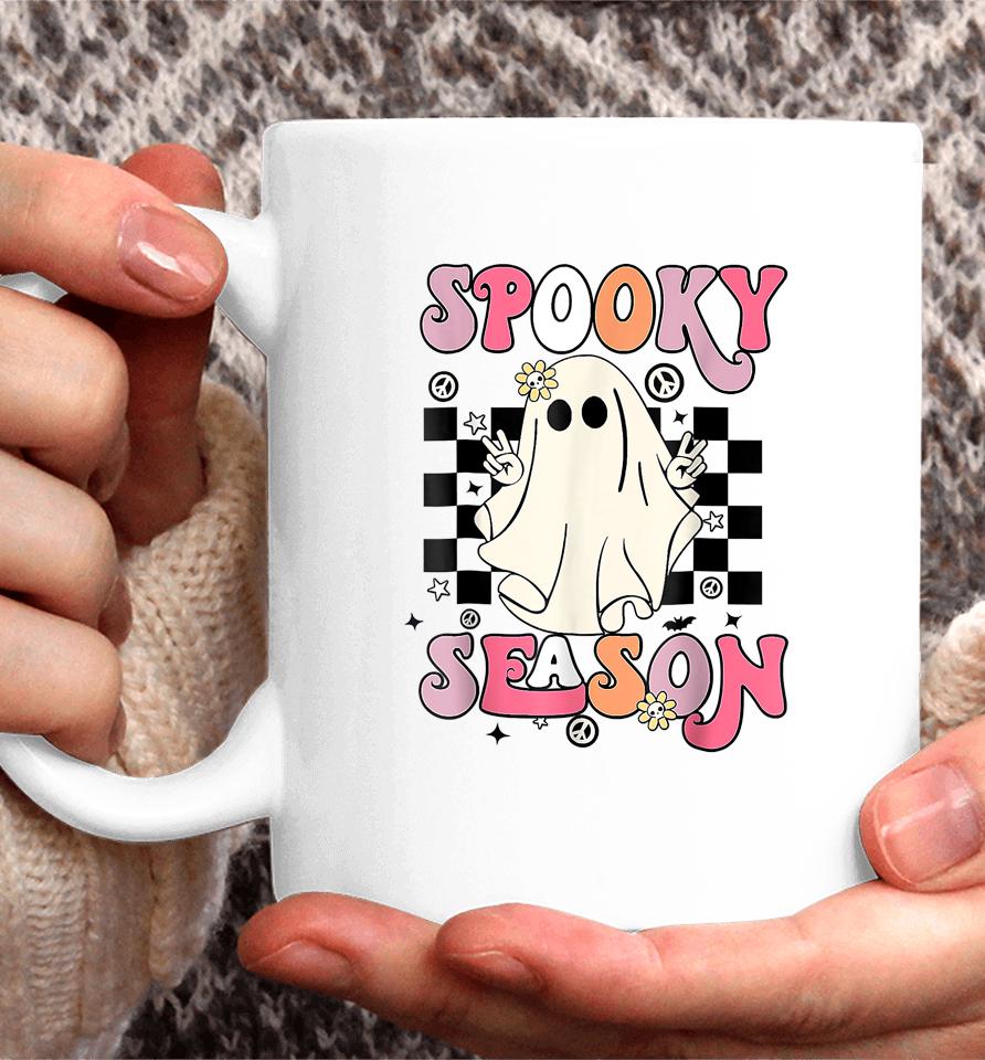 Retro Hippie Halloween Cute Ghost Spooky Season Funny Gifts Coffee Mug