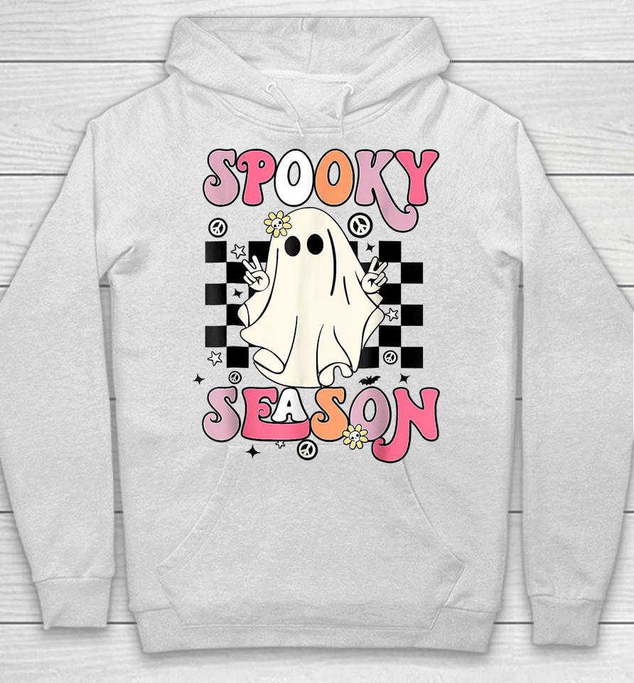 Retro Hippie Halloween Cute Ghost Spooky Season Funny Gifts Hoodie