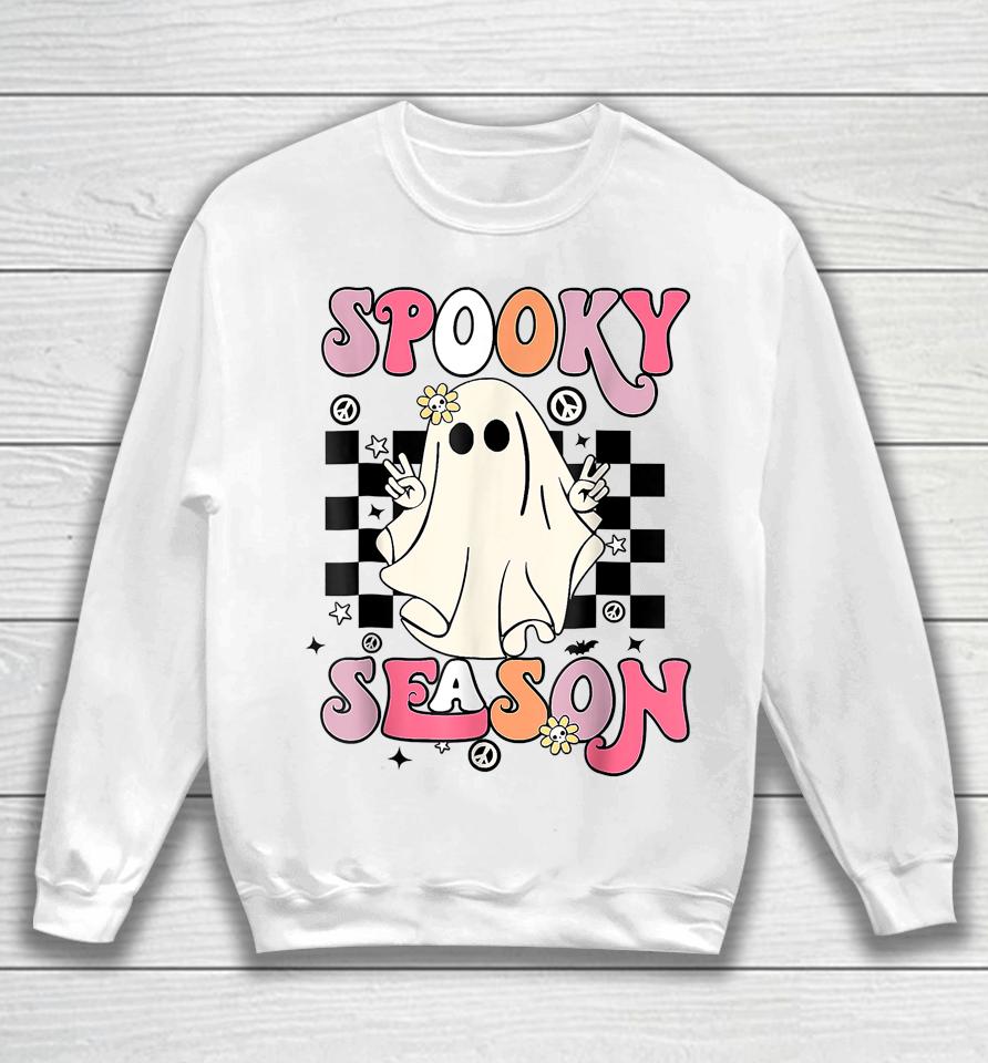 Retro Hippie Halloween Cute Ghost Spooky Season Funny Gifts Sweatshirt