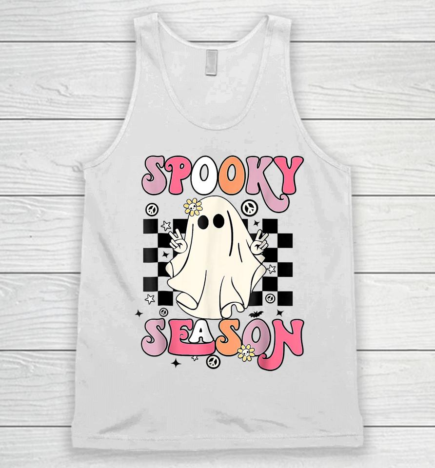 Retro Hippie Halloween Cute Ghost Spooky Season Funny Gifts Unisex Tank Top