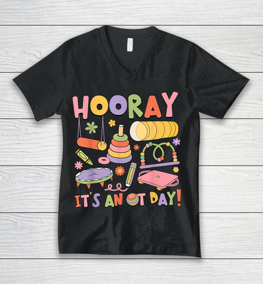 Retro Hooray It’s An Ot Day Occupational Therapy Pediatric Unisex V-Neck T-Shirt
