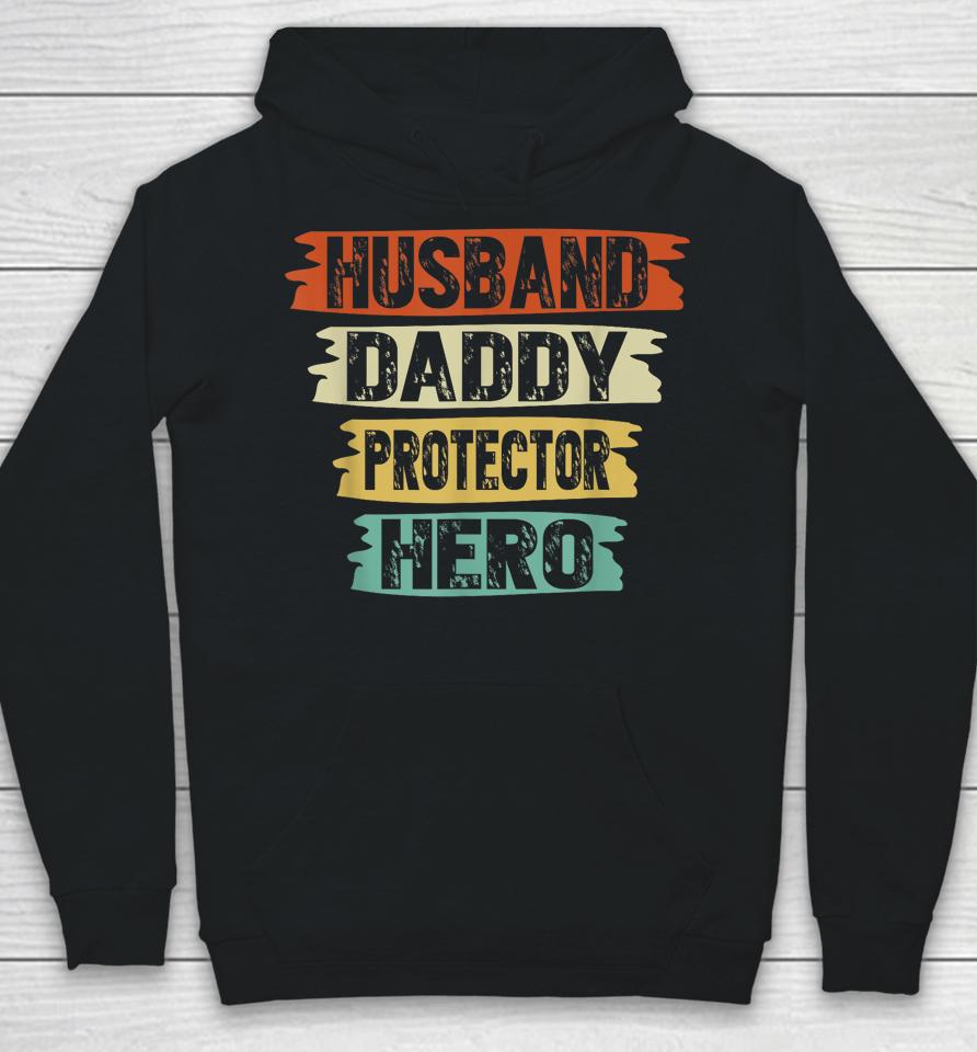 Retro Husband Daddy Protector Hero Fathers Day For Dad Hoodie