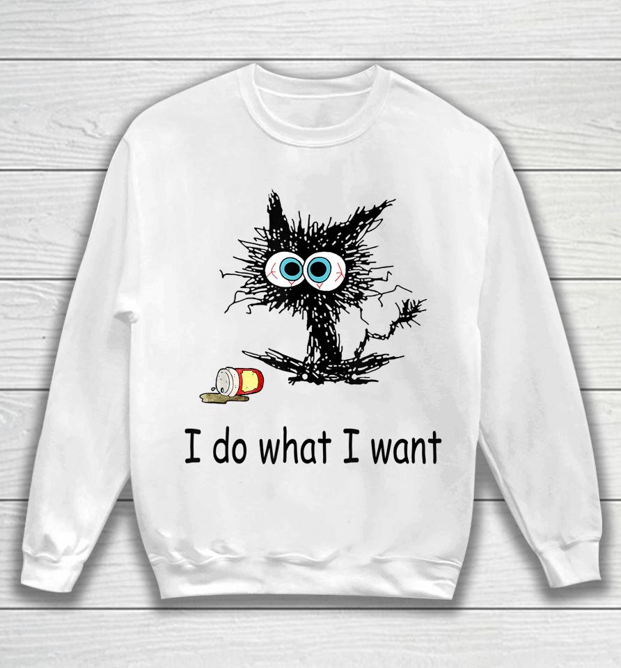 Retro I Do What I Want Cat Funny Cat Lover Spilled Coffee Sweatshirt