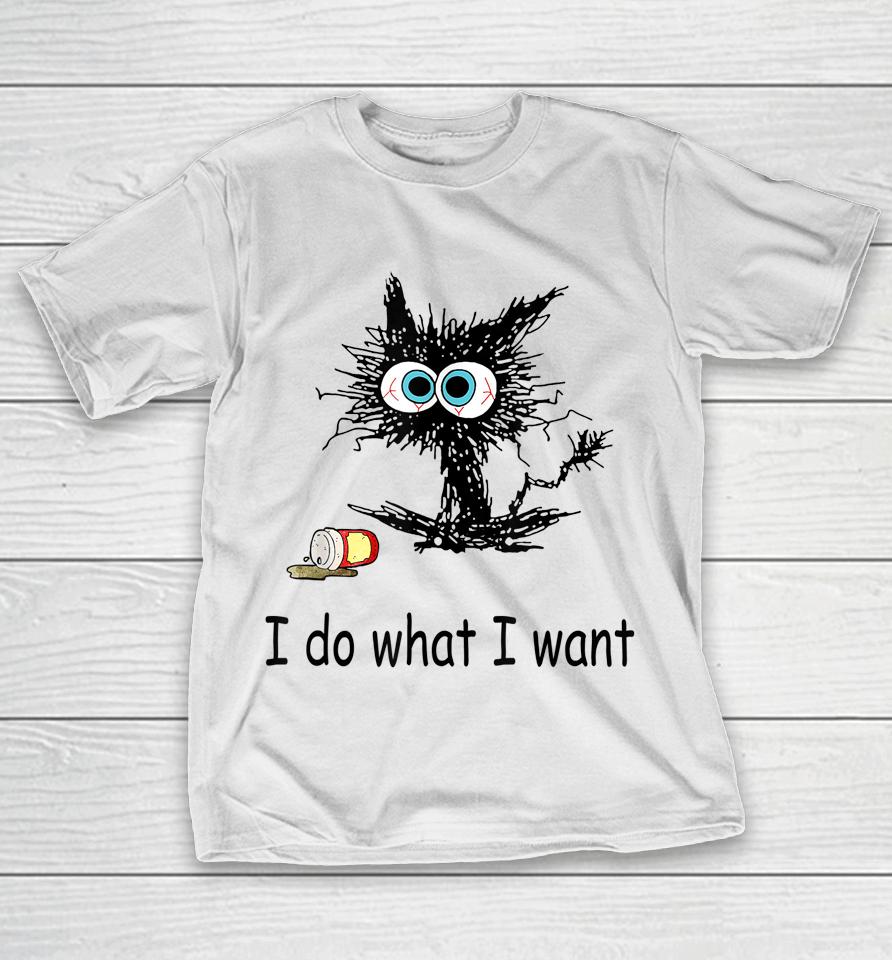 Retro I Do What I Want Cat Funny Cat Lover Spilled Coffee T-Shirt