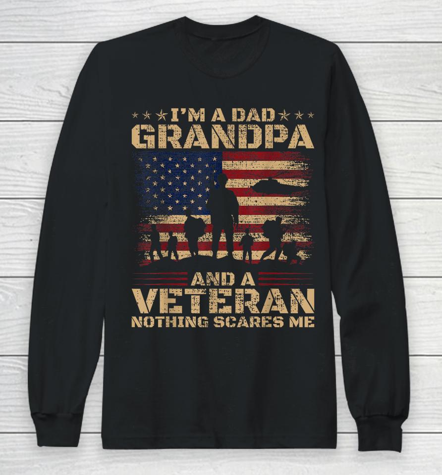 Retro I'm A Dad Grandpa And Veteran Fathers Day Grandpa Papa Long Sleeve T-Shirt