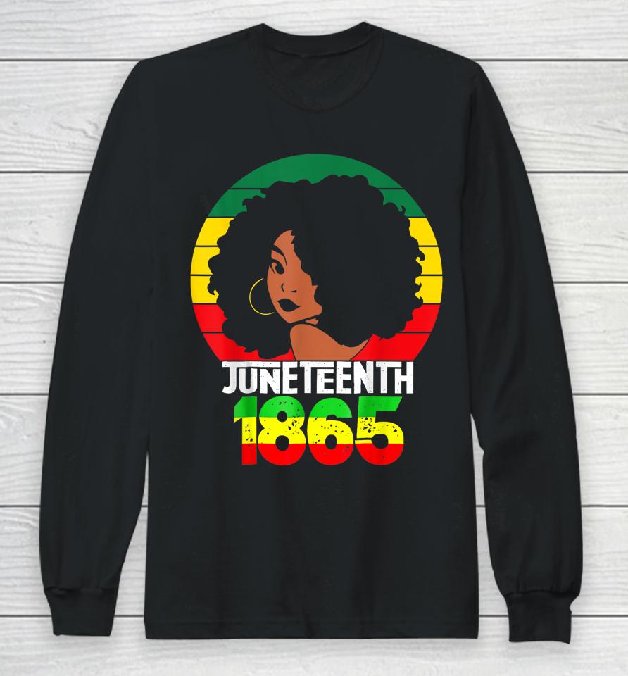 Retro Juneteenth Day 1865 Afro Melanin Black Women Long Sleeve T-Shirt