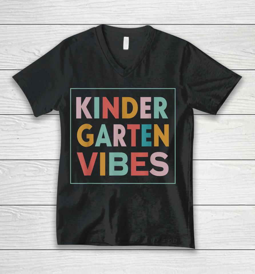 Retro Kindergarten Vibes First Day Back To School Teacher Unisex V-Neck T-Shirt