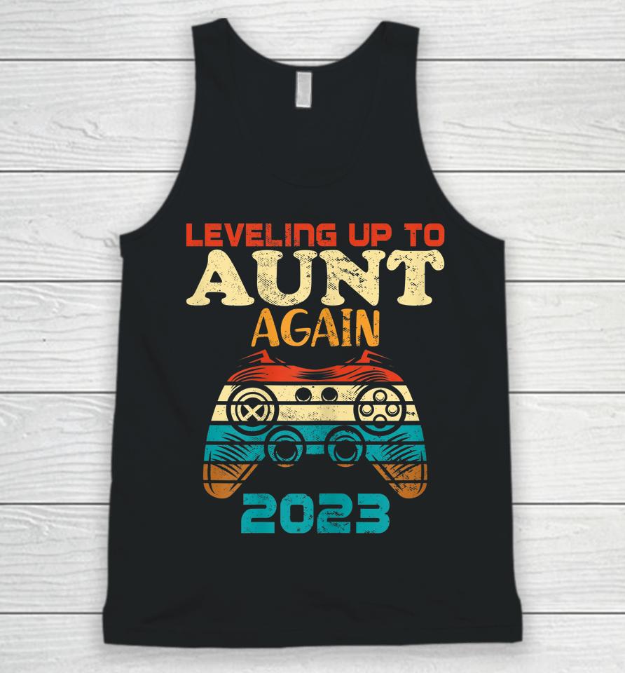 Retro Leveling Up To Aunt Again 2023 Promoted To Aunt Unisex Tank Top