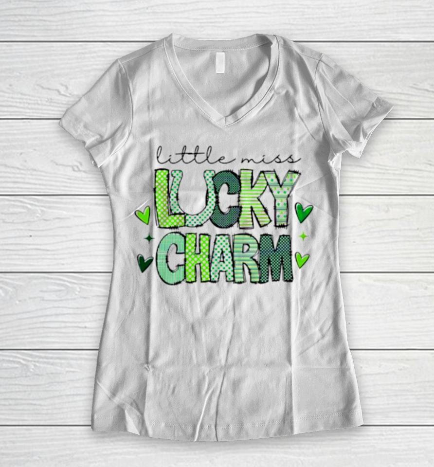 Retro Little Miss Lucky Charm Women V-Neck T-Shirt