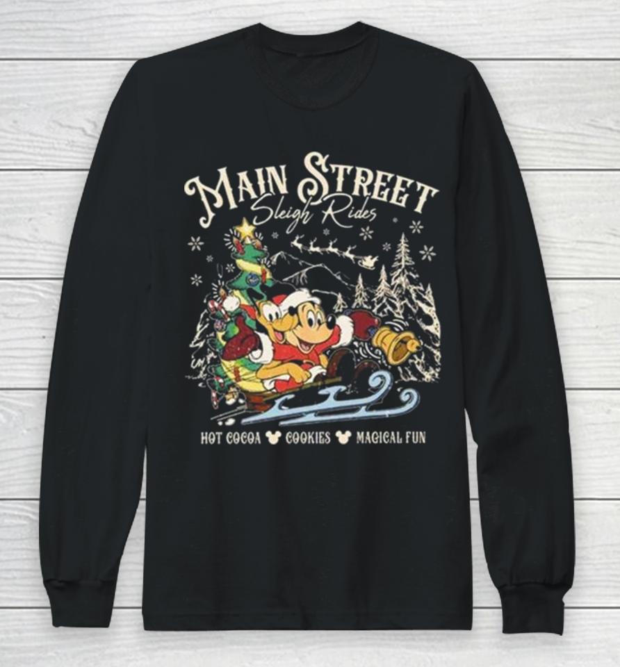 Retro Main Street Sleigh Rides Merry Christmas Long Sleeve T-Shirt