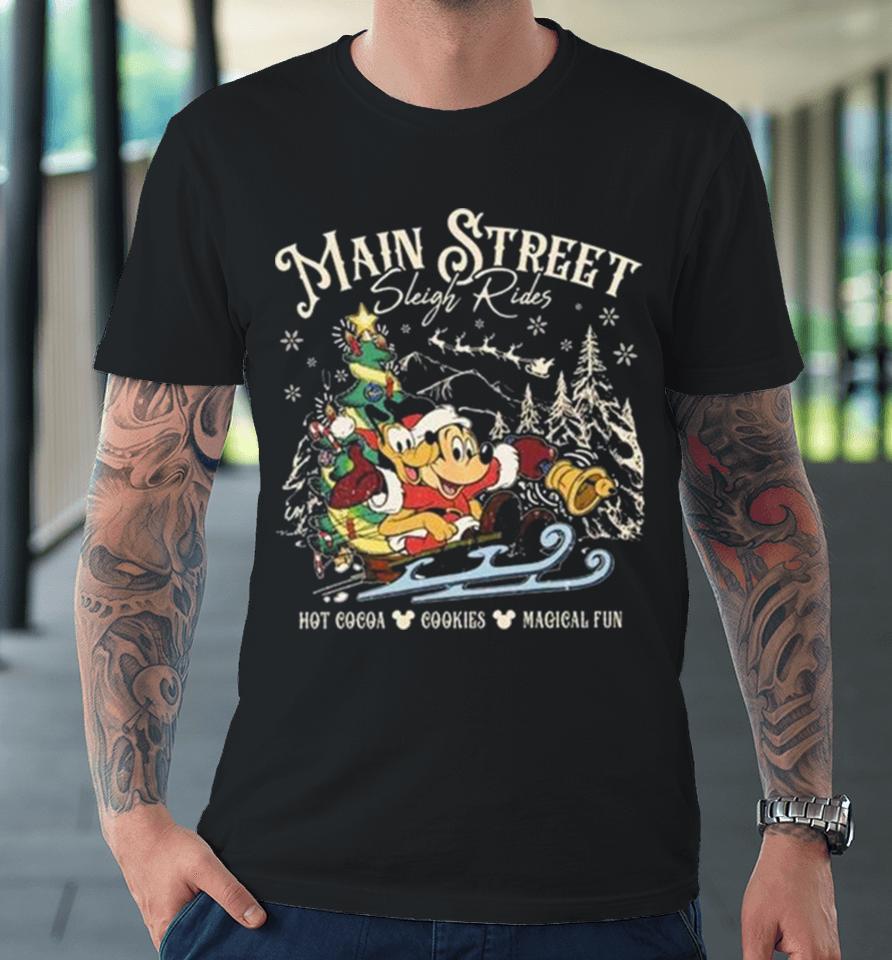 Retro Main Street Sleigh Rides Merry Christmas Premium T-Shirt