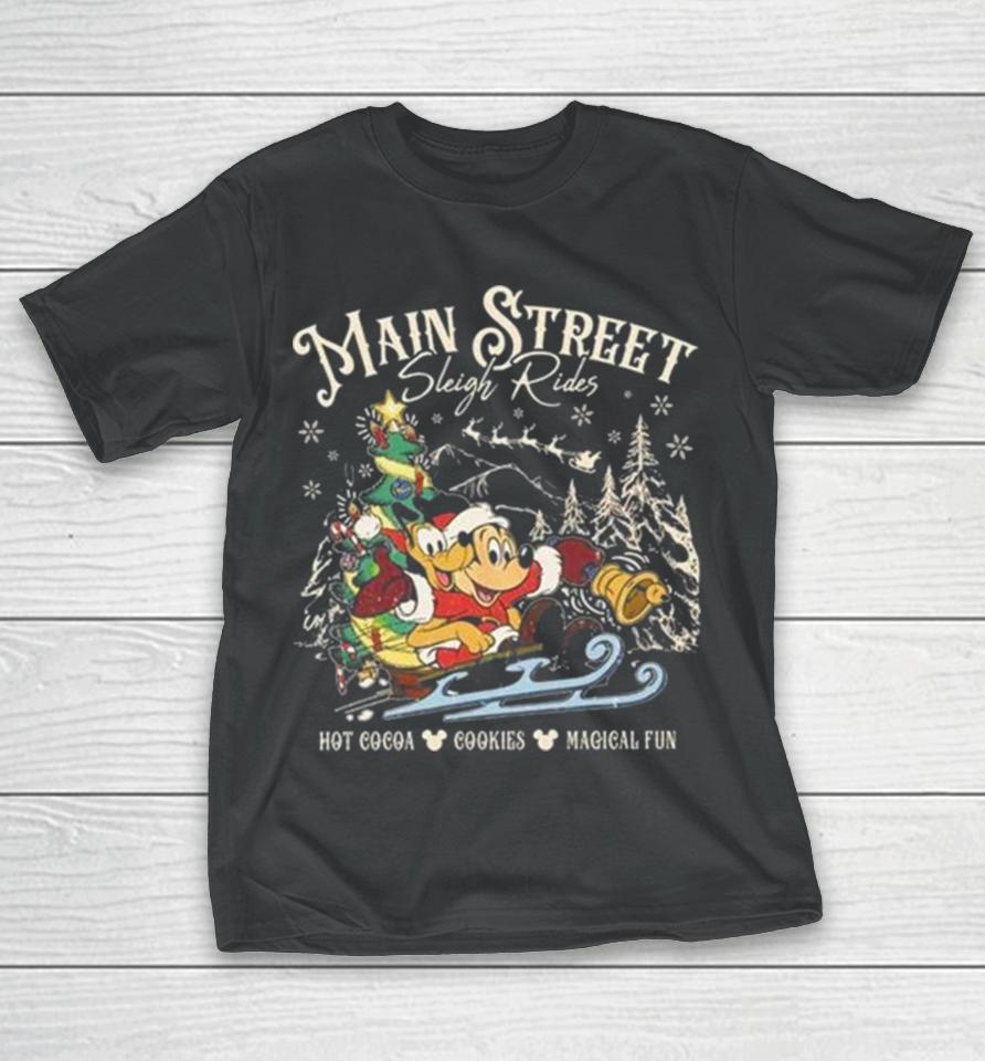 Retro Main Street Sleigh Rides Merry Christmas T-Shirt