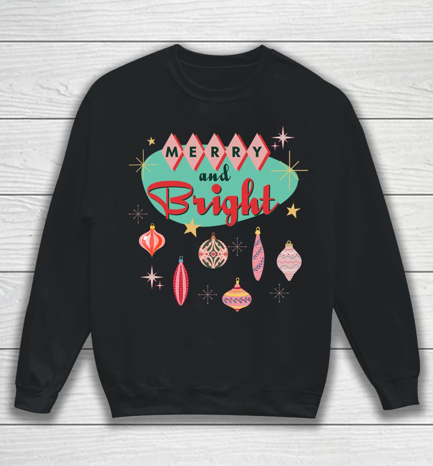 Retro Merry And Bright Mid-Century Modern Christmas Ornament Sweatshirt