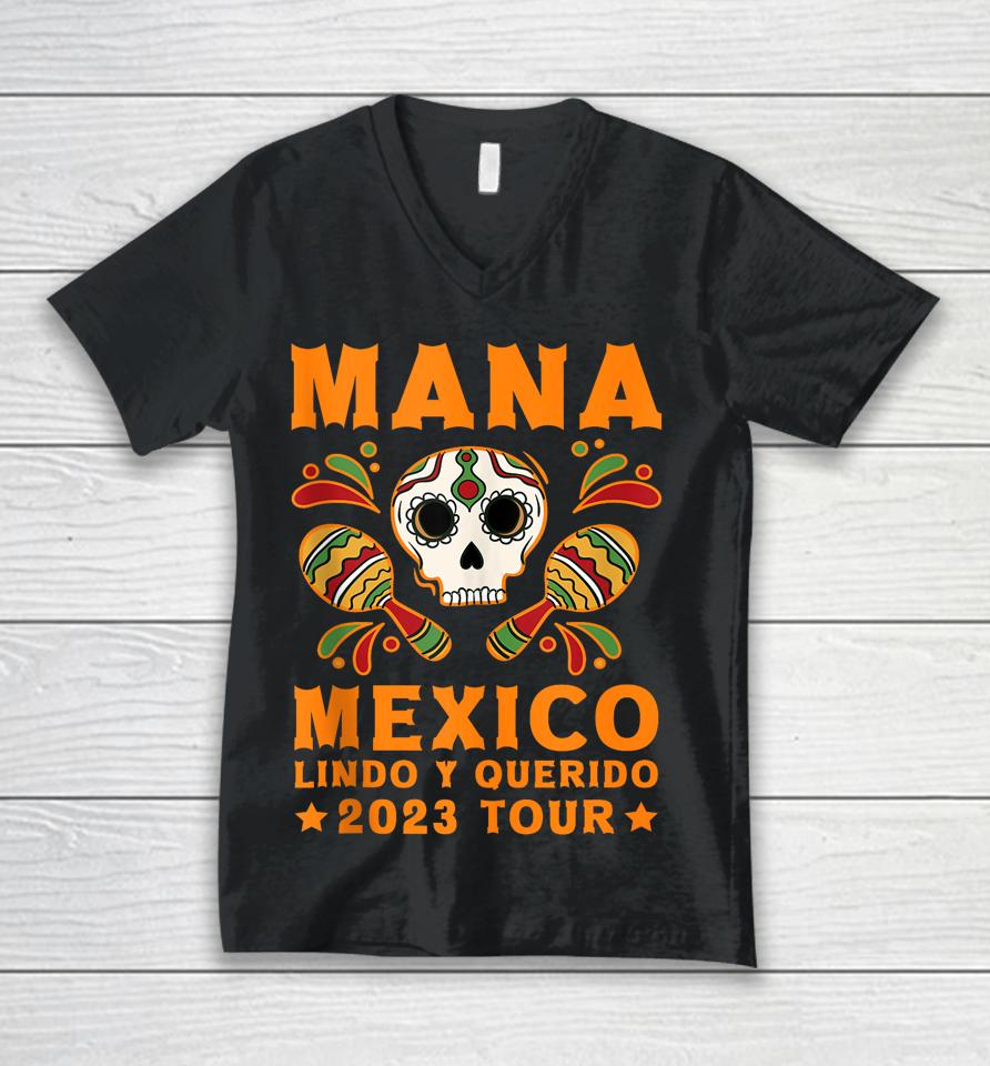 Retro Mexican Independence Mana 2023 Mexico Lindo Y Querido Unisex V-Neck T-Shirt