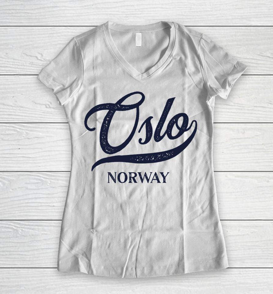 Retro Norway City Vintage Oslo Women V-Neck T-Shirt