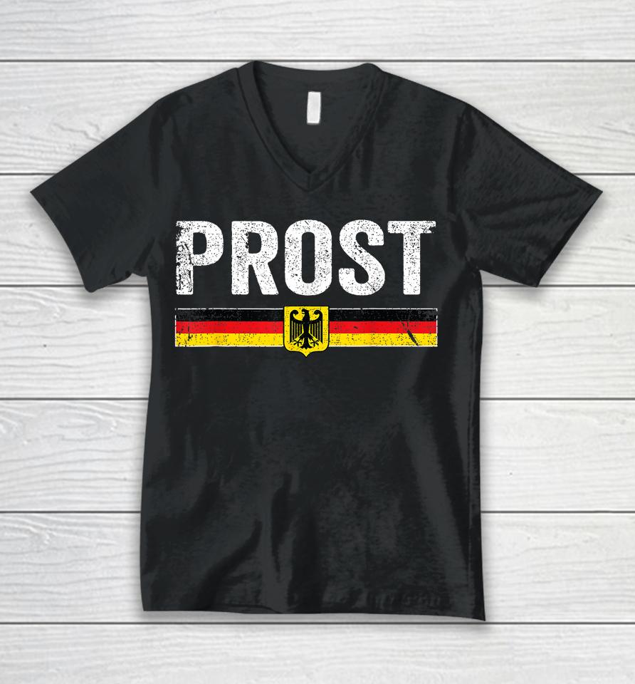 Retro Oktoberfest German Flag Prost Unisex V-Neck T-Shirt