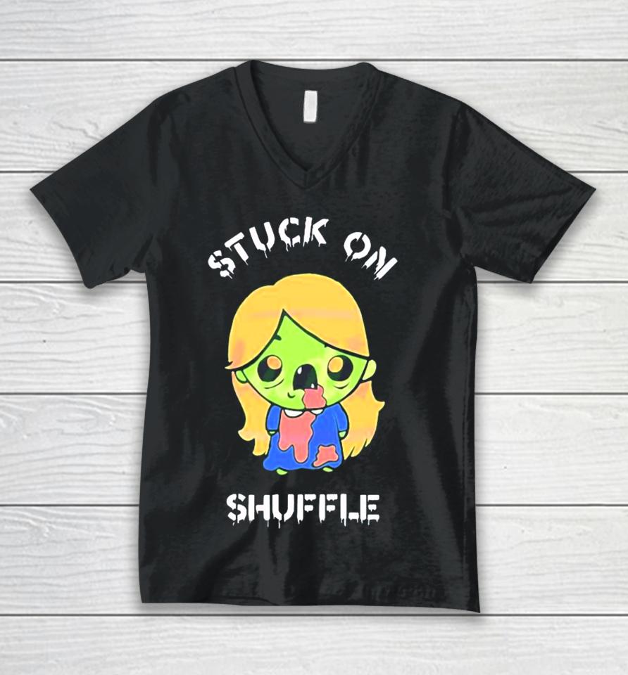Retro Stuck On Shuffle Svg Halloween Character Unisex V-Neck T-Shirt