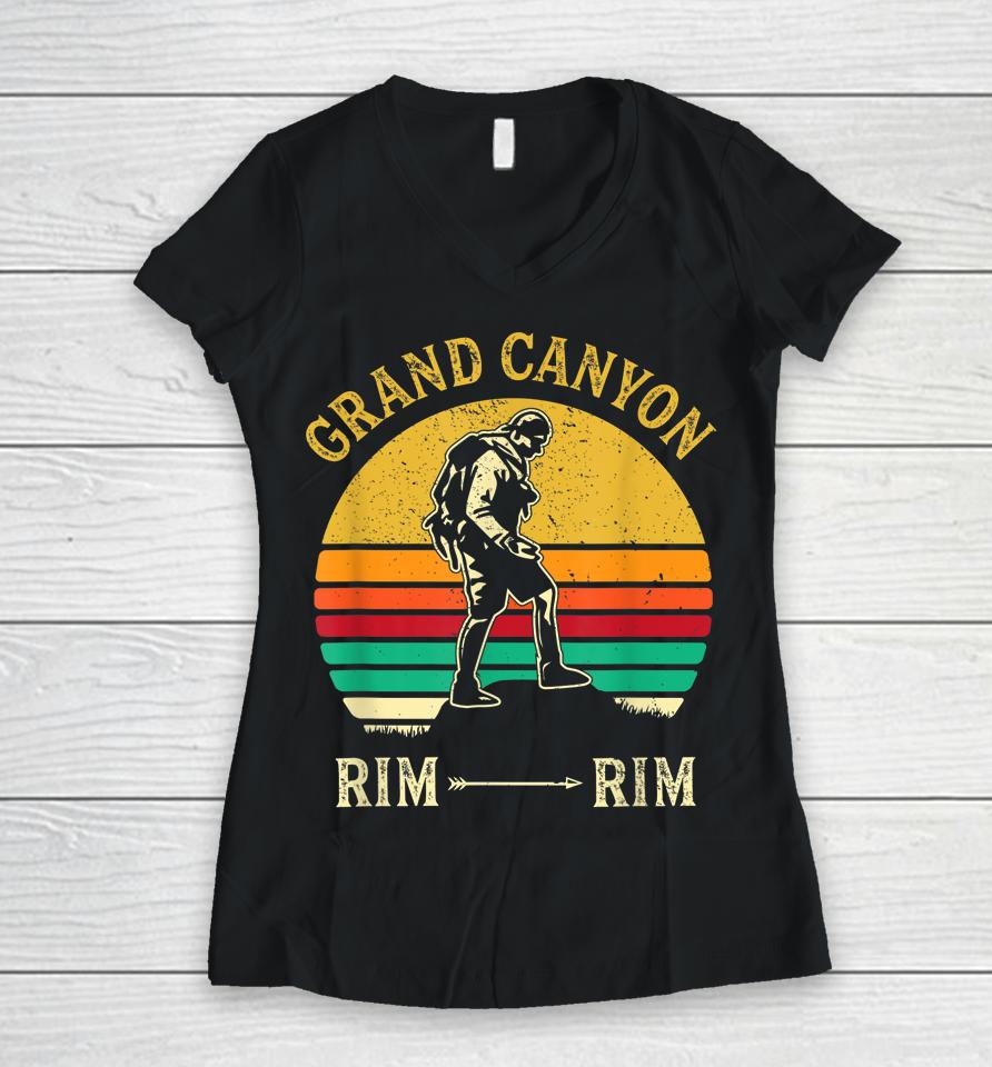 Retro Style Grand-Canyon Hiking Women V-Neck T-Shirt