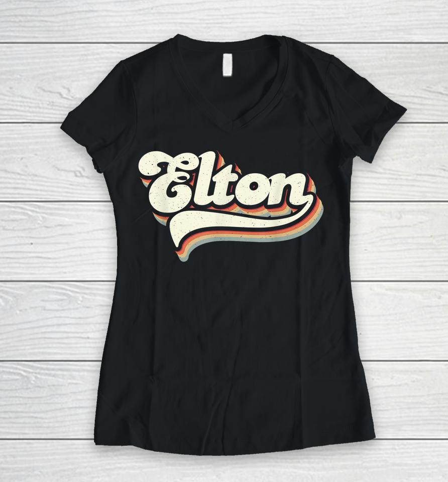 Retro Tee Vintage Elton Women V-Neck T-Shirt
